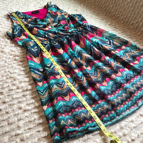 AB Studio V-neck Abstract Watercolor Dress Size XL - Picture 5 of 8